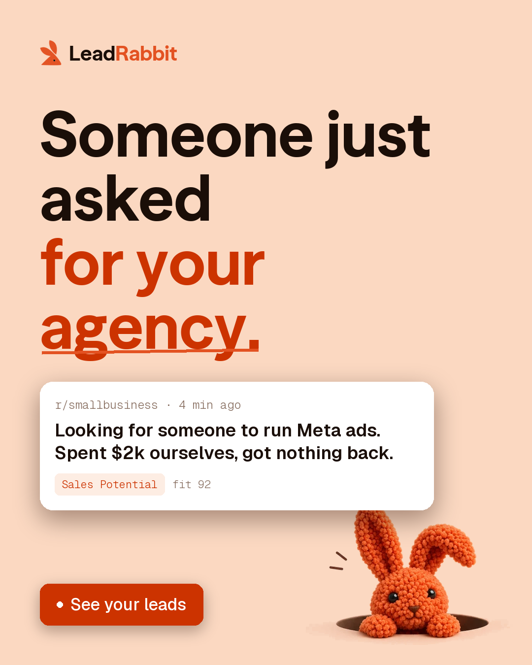 Lead ad example with a Reddit post card